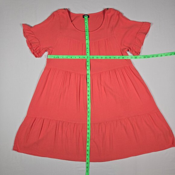 Torrid Coral Tiered Babydoll Dress 00 Plus Short Sleeve Boho Summer Rayon - Picture 11 of 11